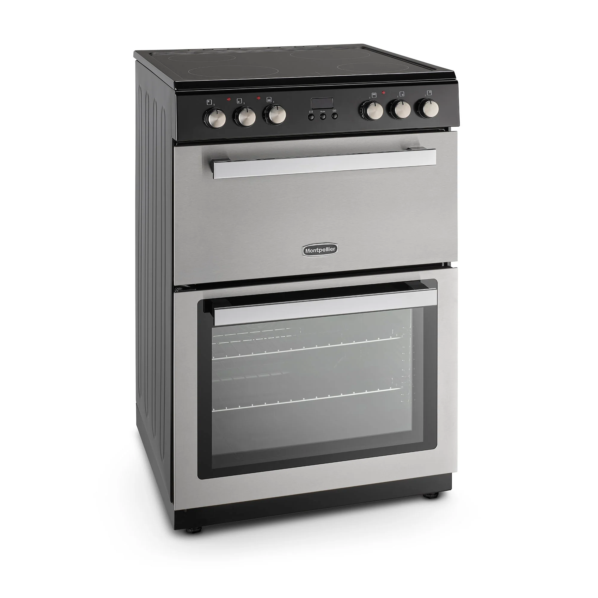 Montpellier MMRC60FX - Stainless Steel 60cm Ceramic Mini Range Cooker - 4 Zones, Double Oven, Electric Grill - A/A energy - Image 3