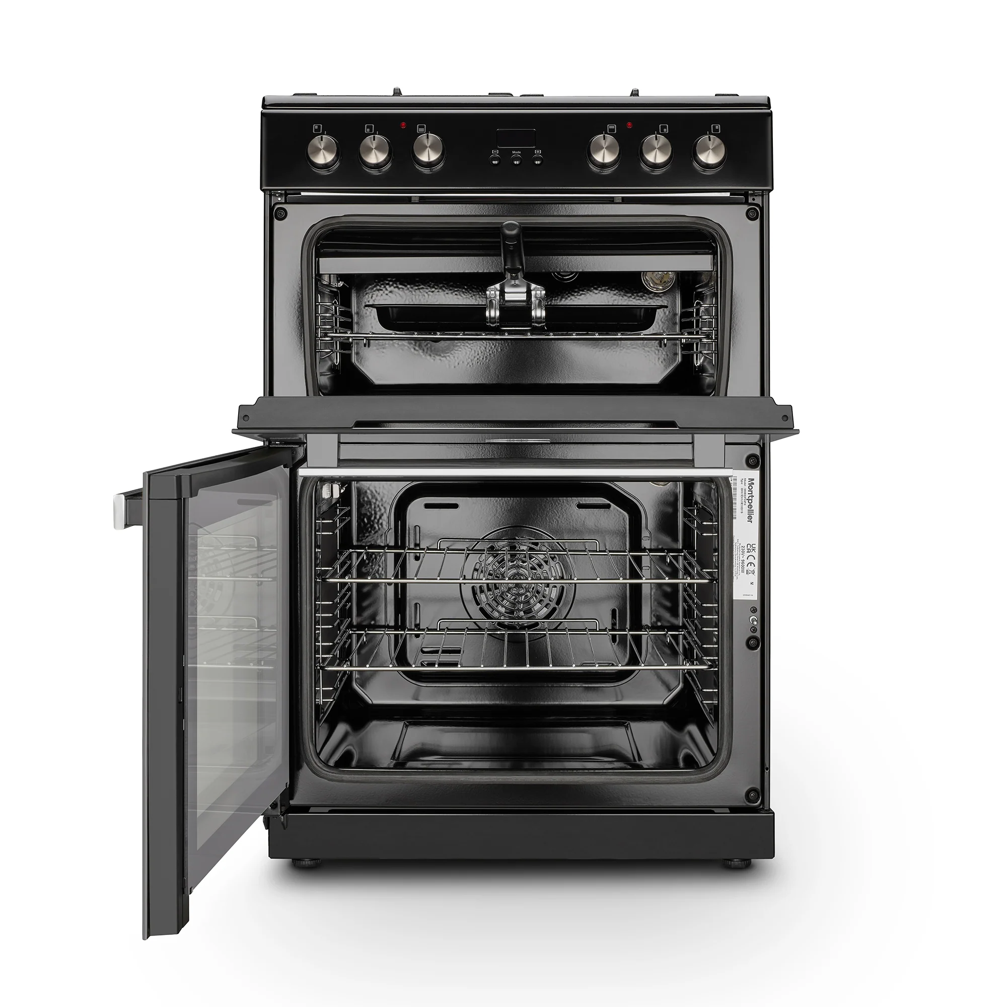 Montpellier MMRDF60FK - Black 60cm Dual Fuel Mini Range Cooker - 72 Litres Main Oven, 39 Litres Top Oven - A/A Energy Rating - Image 2