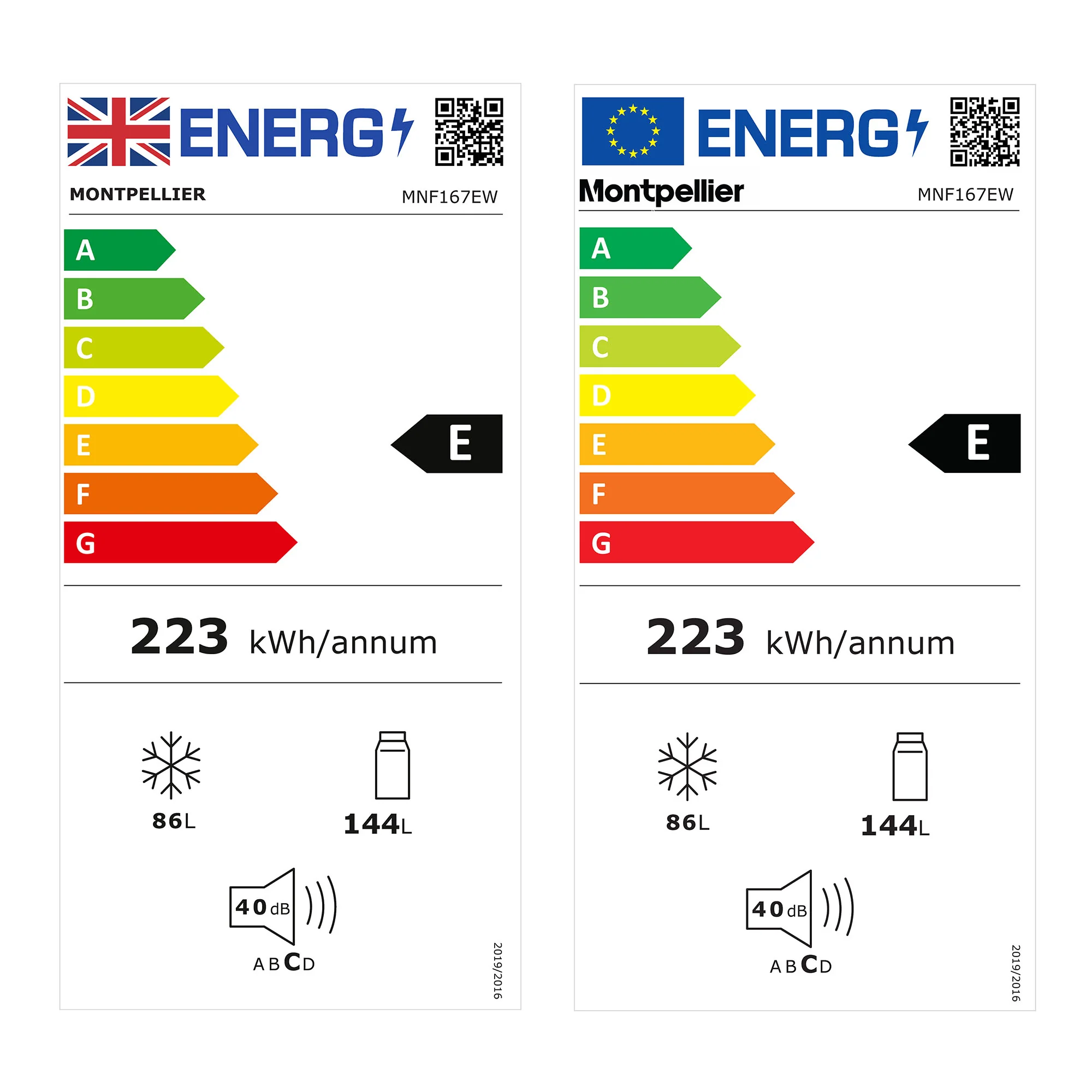 Montpellier MNF167EW - White Freestanding 50/50 Frost Free Fridge Freezer - E energy - Image 9