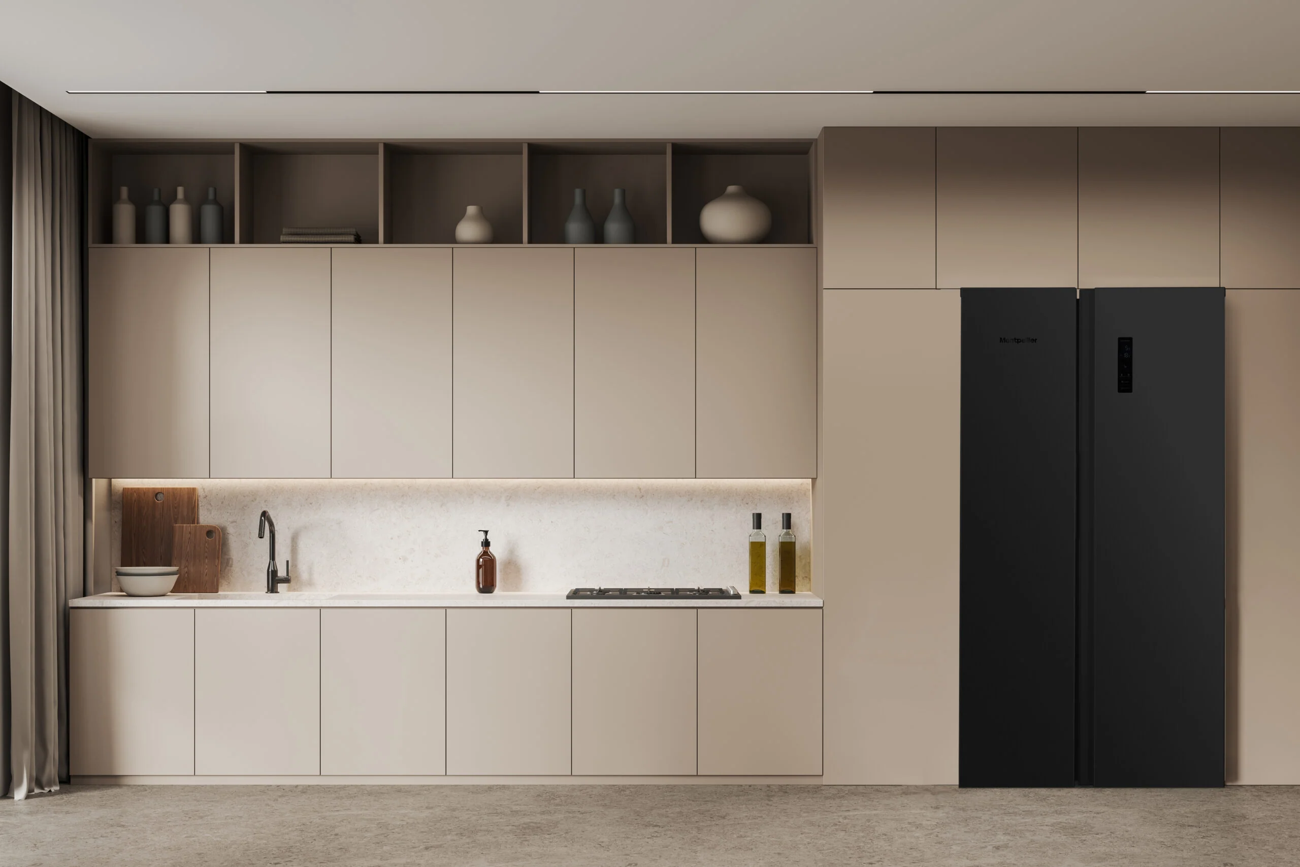 Montpellier MSBS442K - Black American Fridge Freezer - 442L - E Energy - Image 4