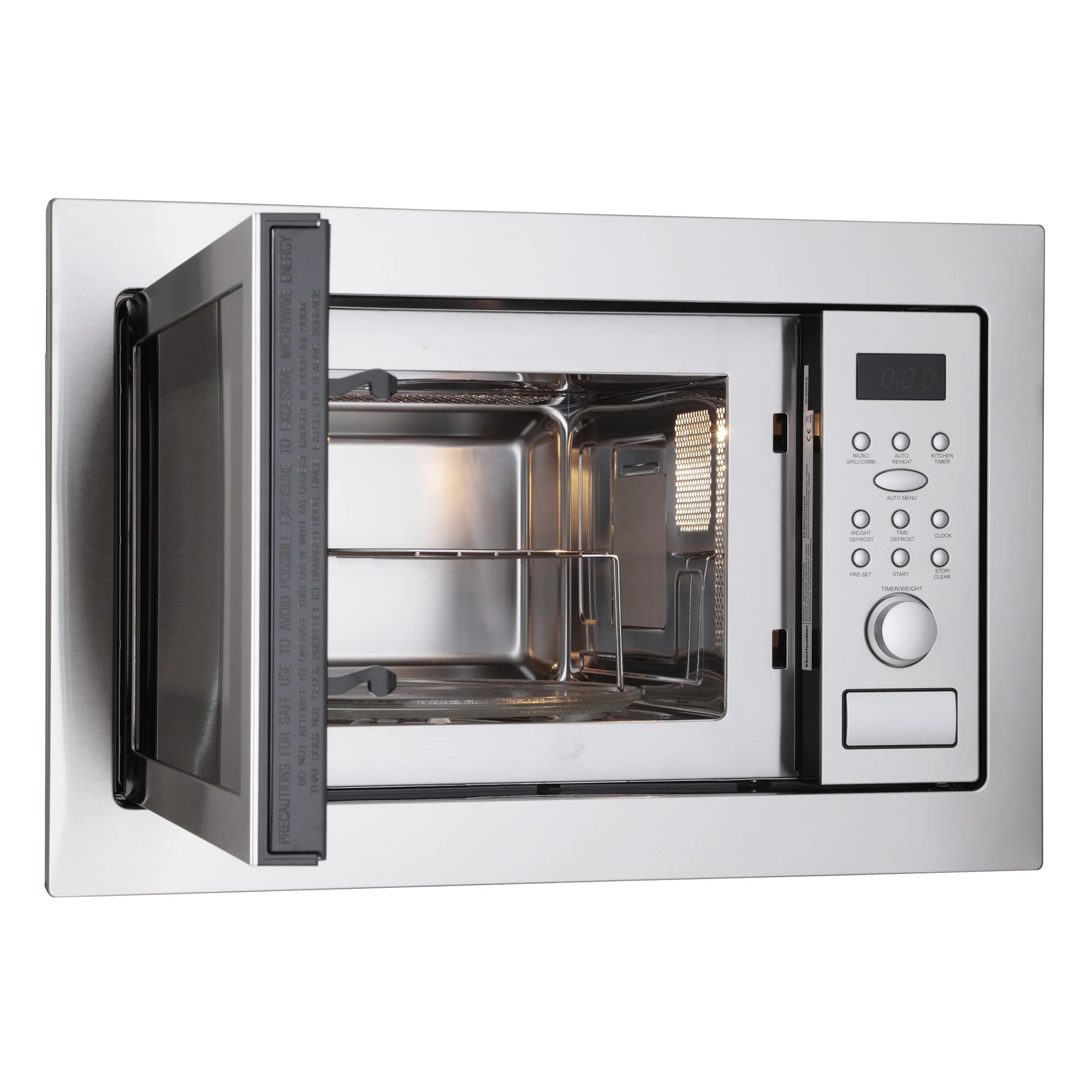 Montpellier MWBI90025 - Stainless Steel Built-In Microwave & Grill - 25L Capacity - 900W/1000W - Image 3