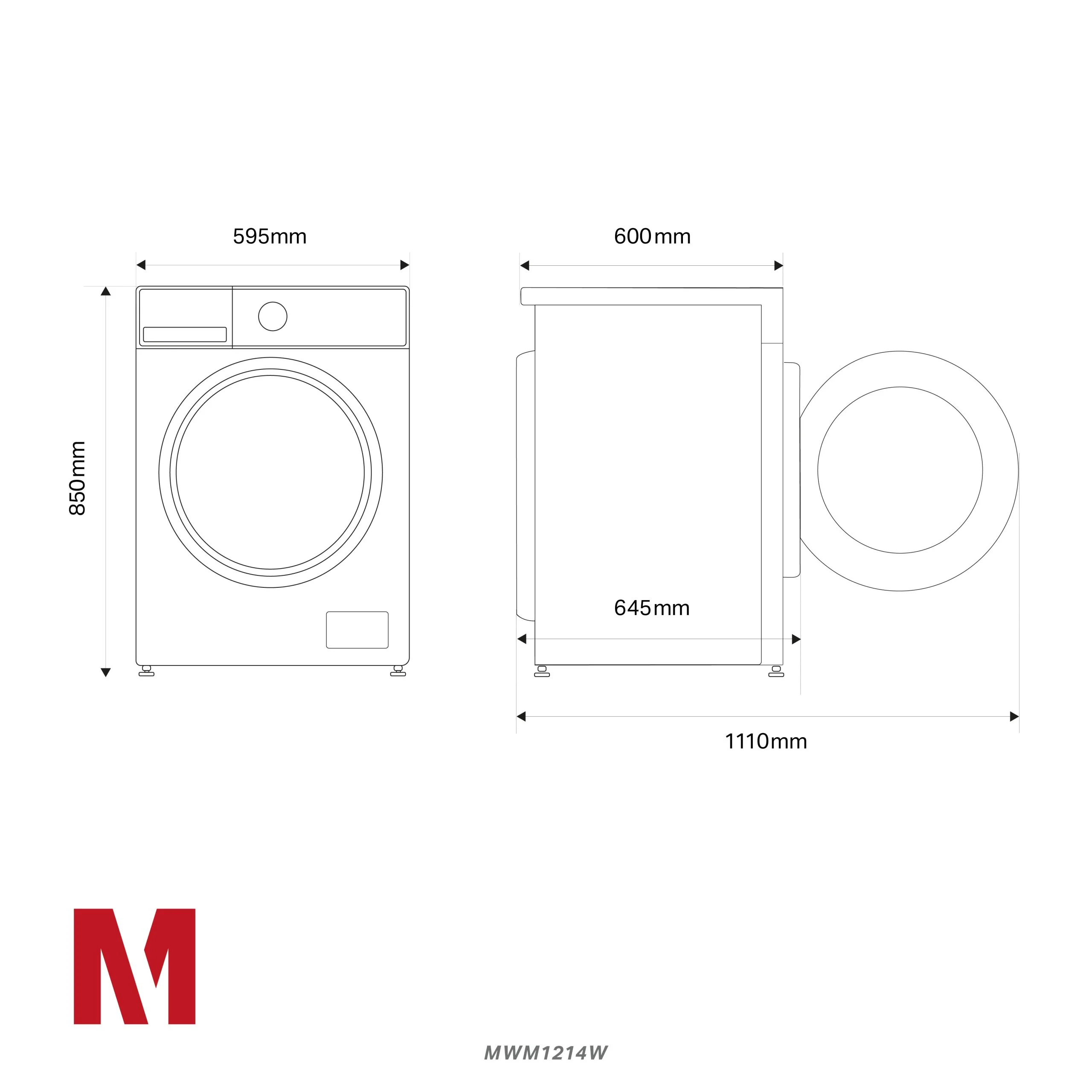 Montpellier MWM1214W - White 12KG Washing Machine - 1400 RPM - A energy - Image 8