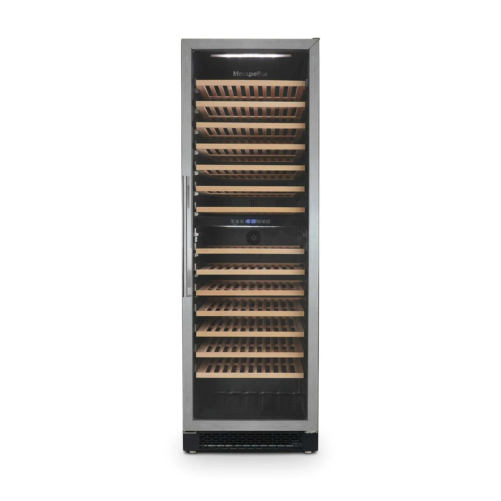 Montpellier WC165X - Stainless Steel 166 Bottle Wine Cooler - Dual Zone - G Energy Rating