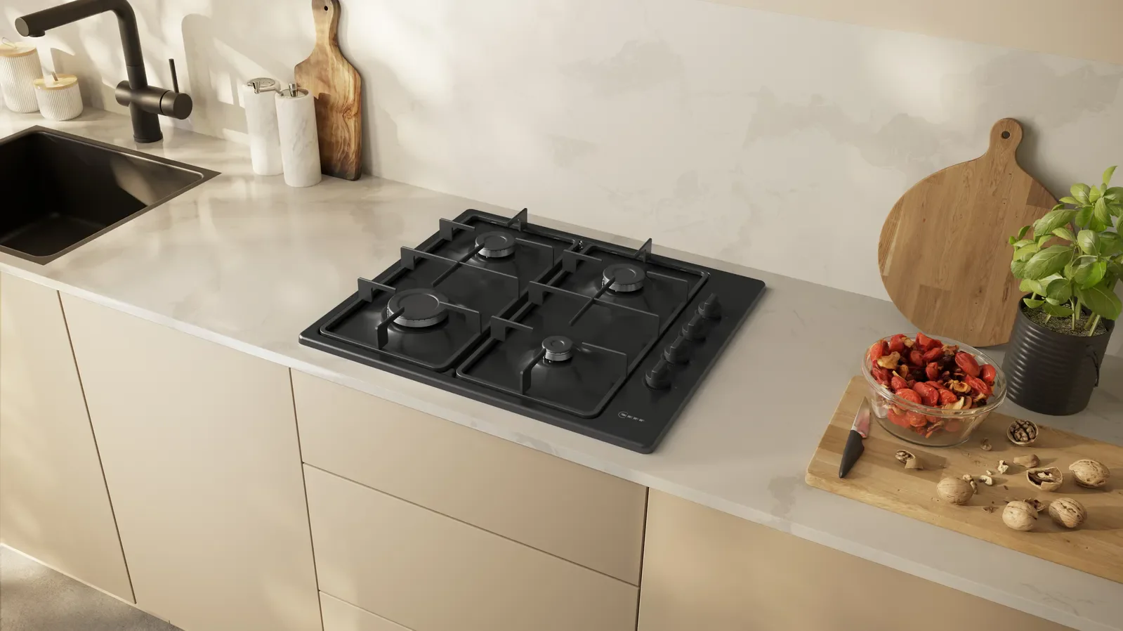 Neff T26BKP6S0 - Black 60cm Gas Hob - 4 Cooking Zones - Image 4