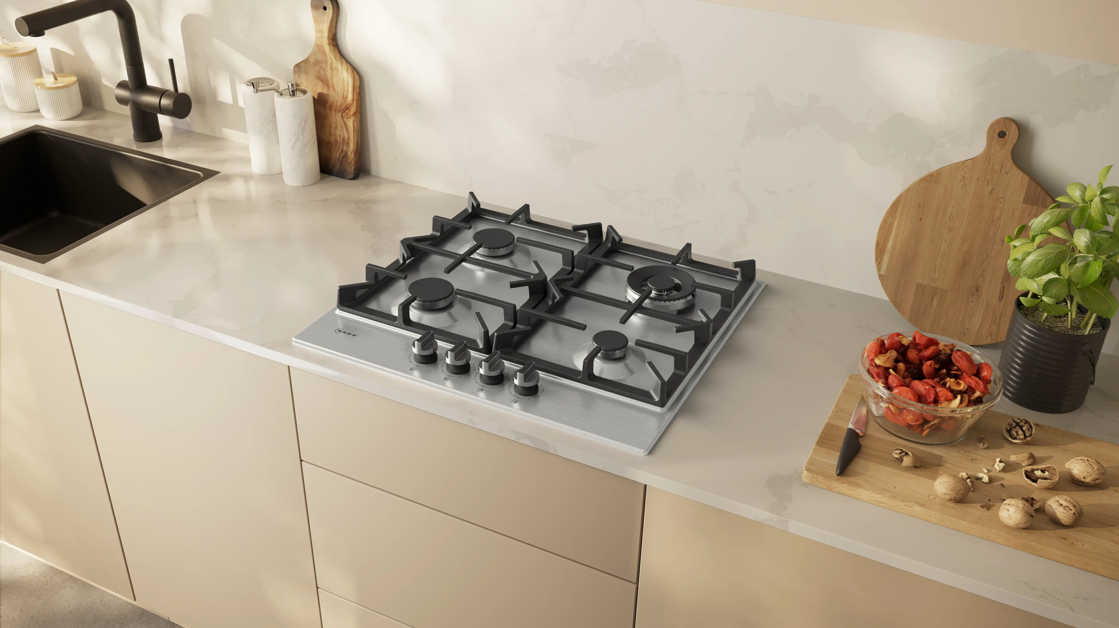 Neff T26CIH8N0 - Stainless Steel 60cm Gas Hob - 4 Burners - Image 4