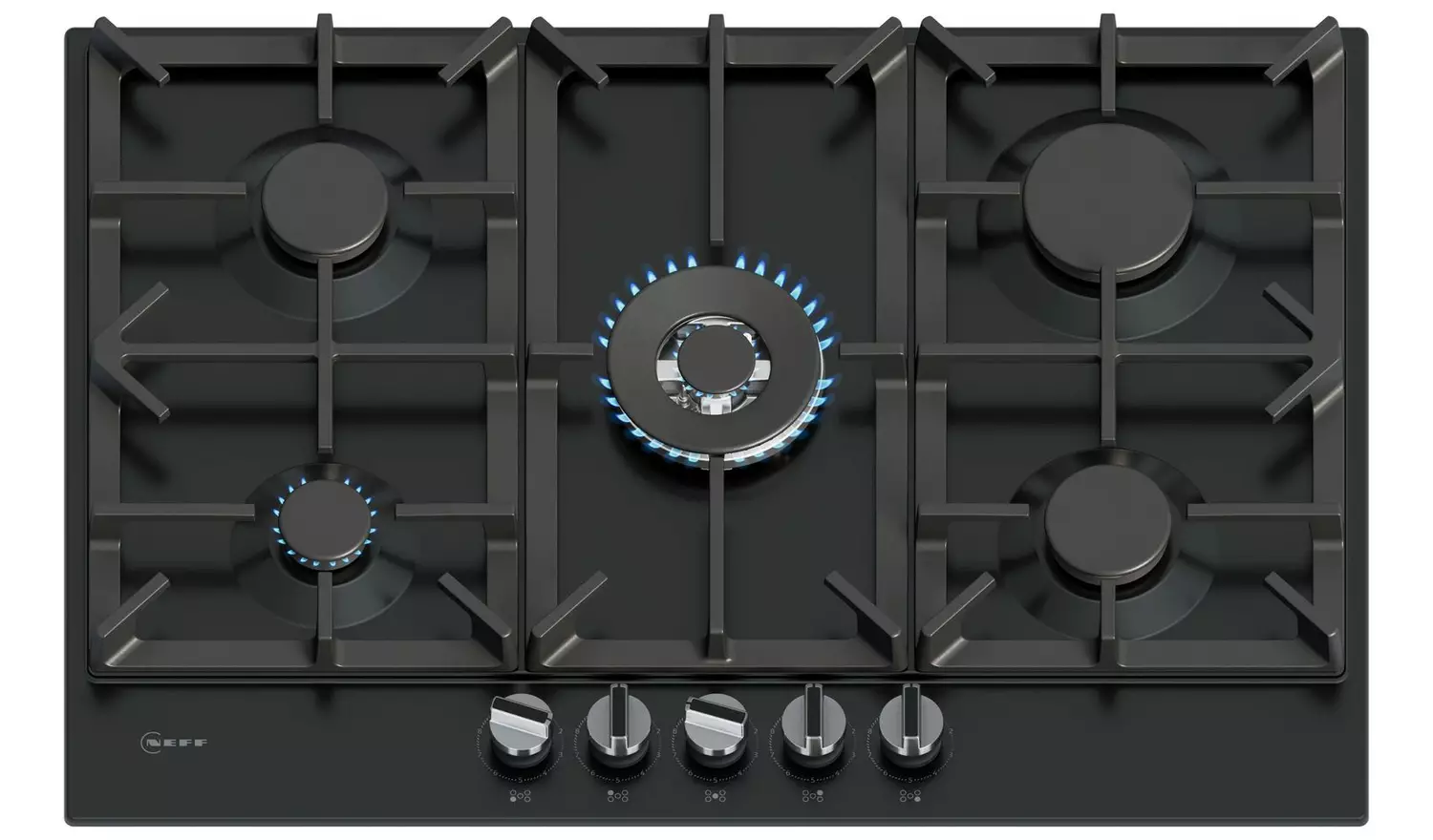 Neff T27CIQ8S0 - Black Gas Hob - 75cm - 5 Cooking Zones