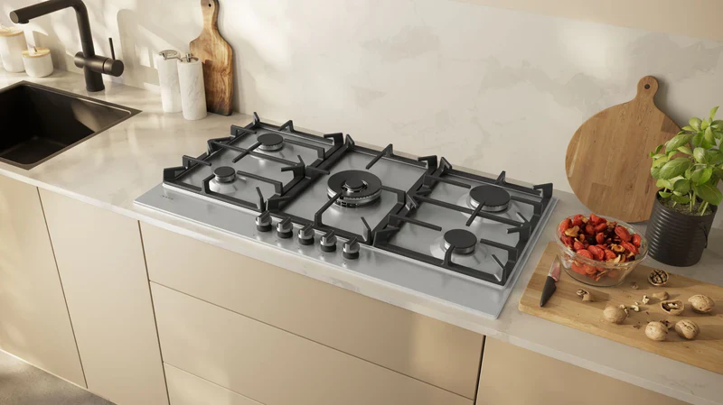 NEFF T29CIR8N0 - Stainless Steel 92cm Gas Hob - 5 Burners with Dual Wok - Image 2