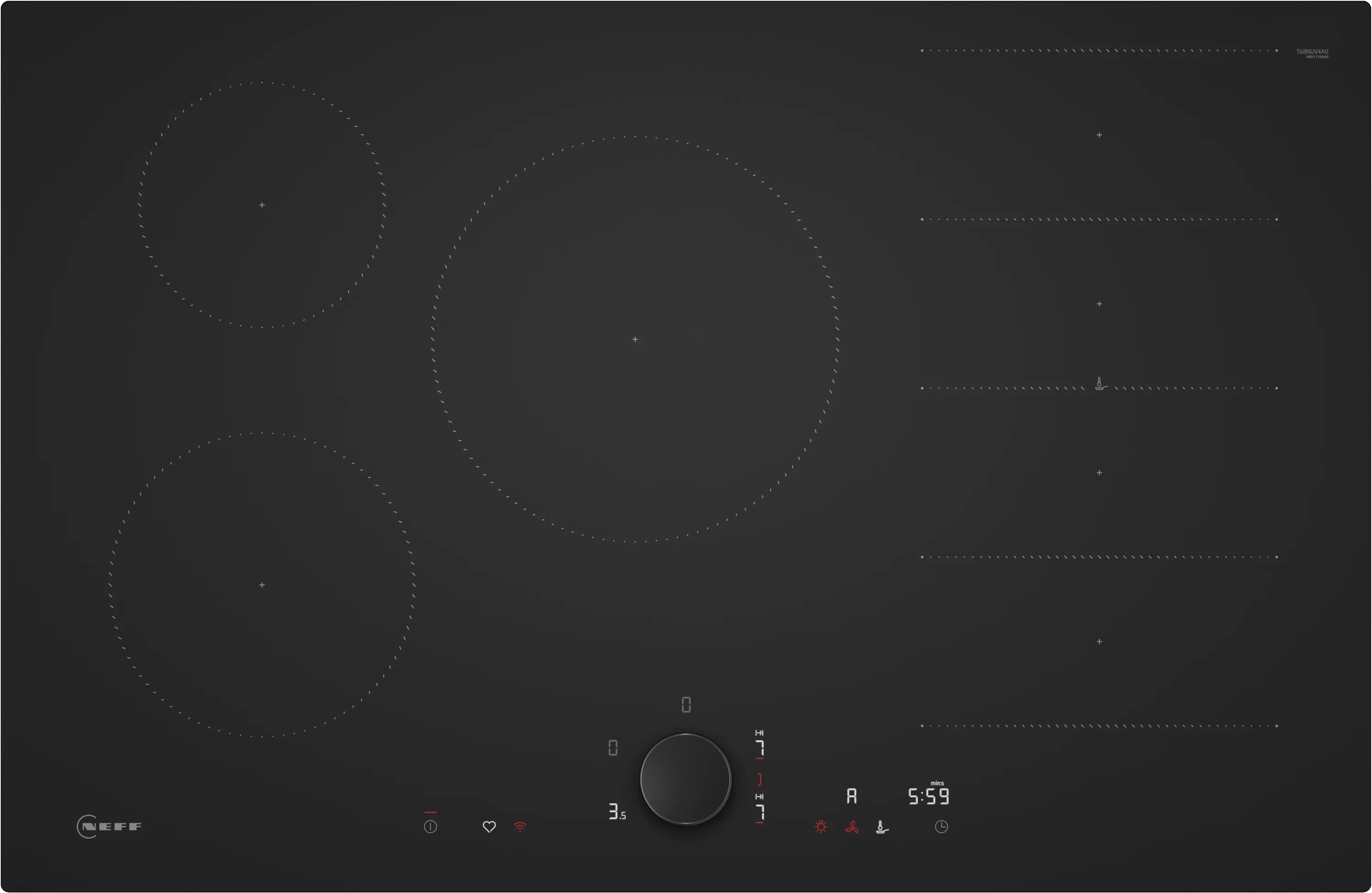 Neff T68NUV4A0 - Matt Black 80cm Induction Hob - 5 Zones - Flex Induction
