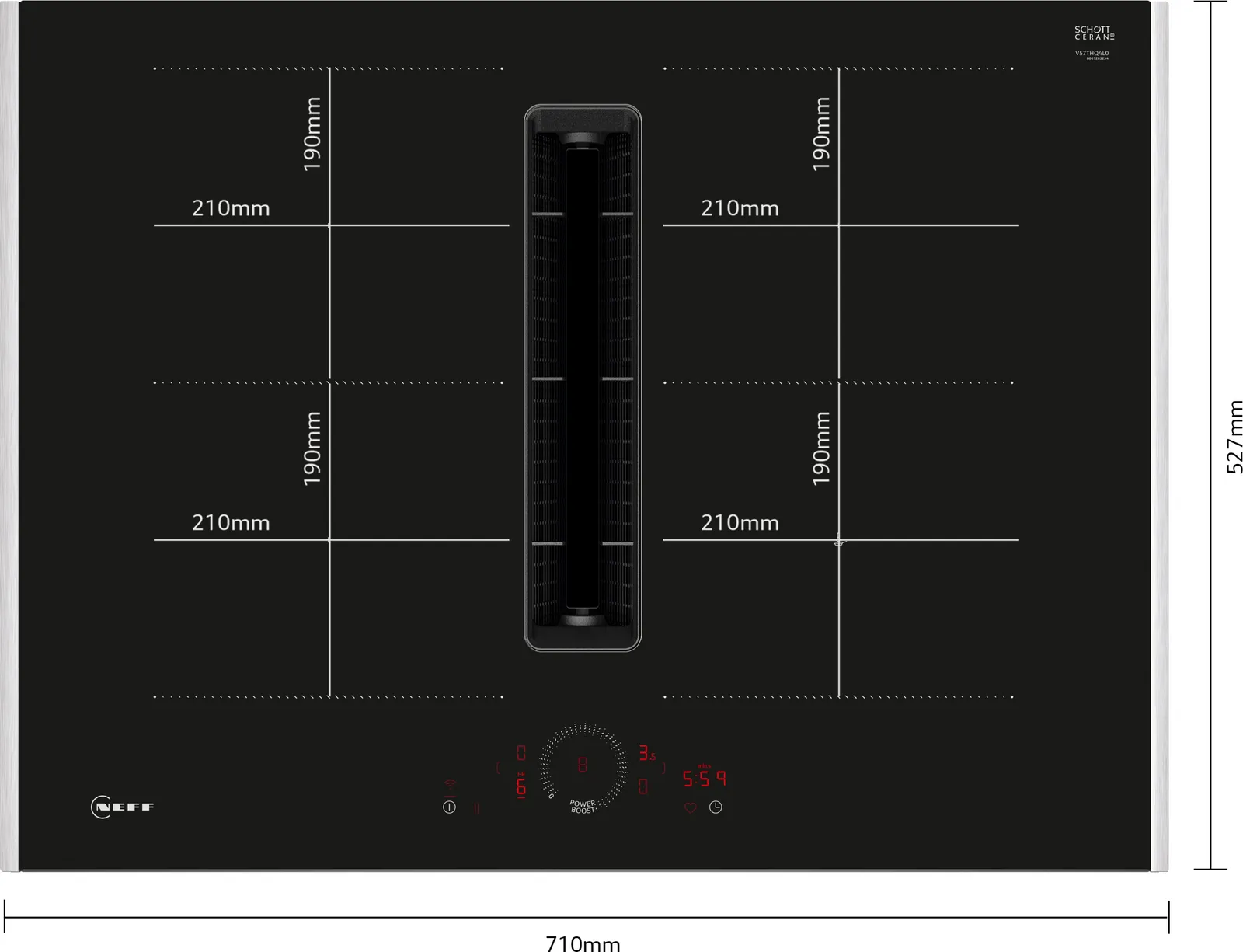 Neff V57THQ4L0 - Blackl 4 Zone Venting Hob - B energy - Image 2