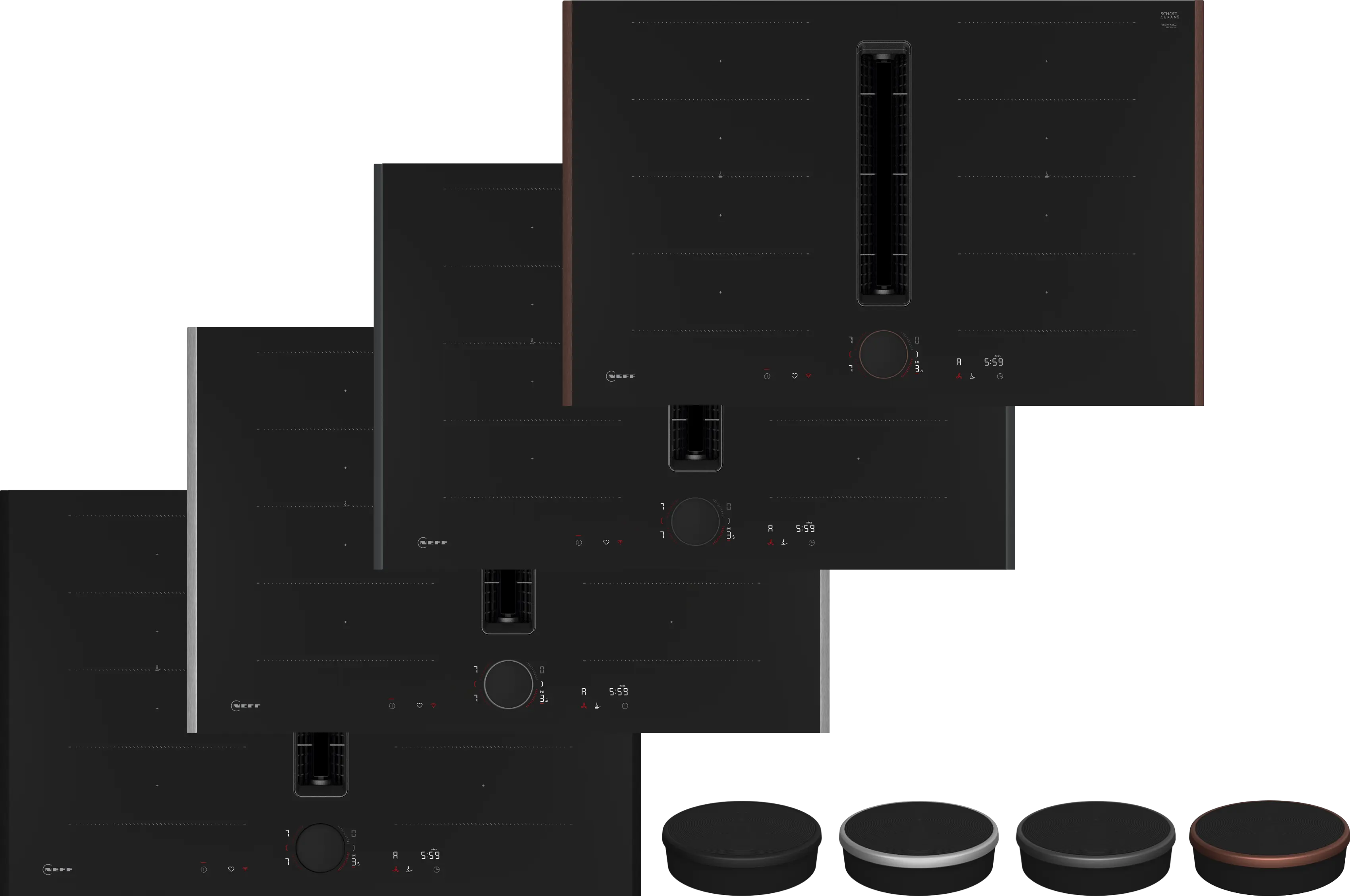 Neff V68YYX4C0 Induction Hob with Integrated Ventilation - 80cm Flex Design - 4 Zones - B Energy