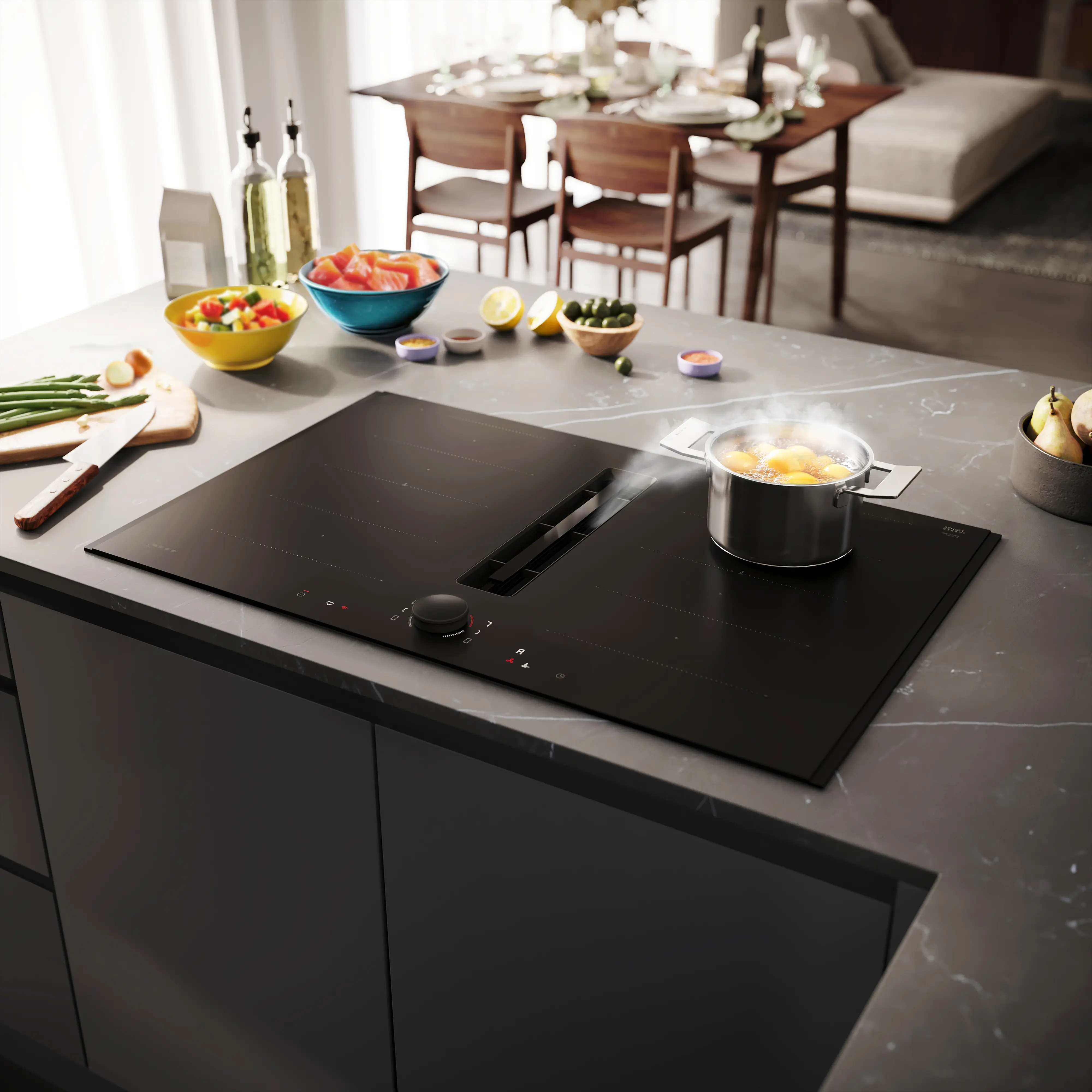 Neff V68YYX4B0 - Matt Black 80cm Induction Hob with Integrated Ventilation - 4 Zones - B Energy - Image 3