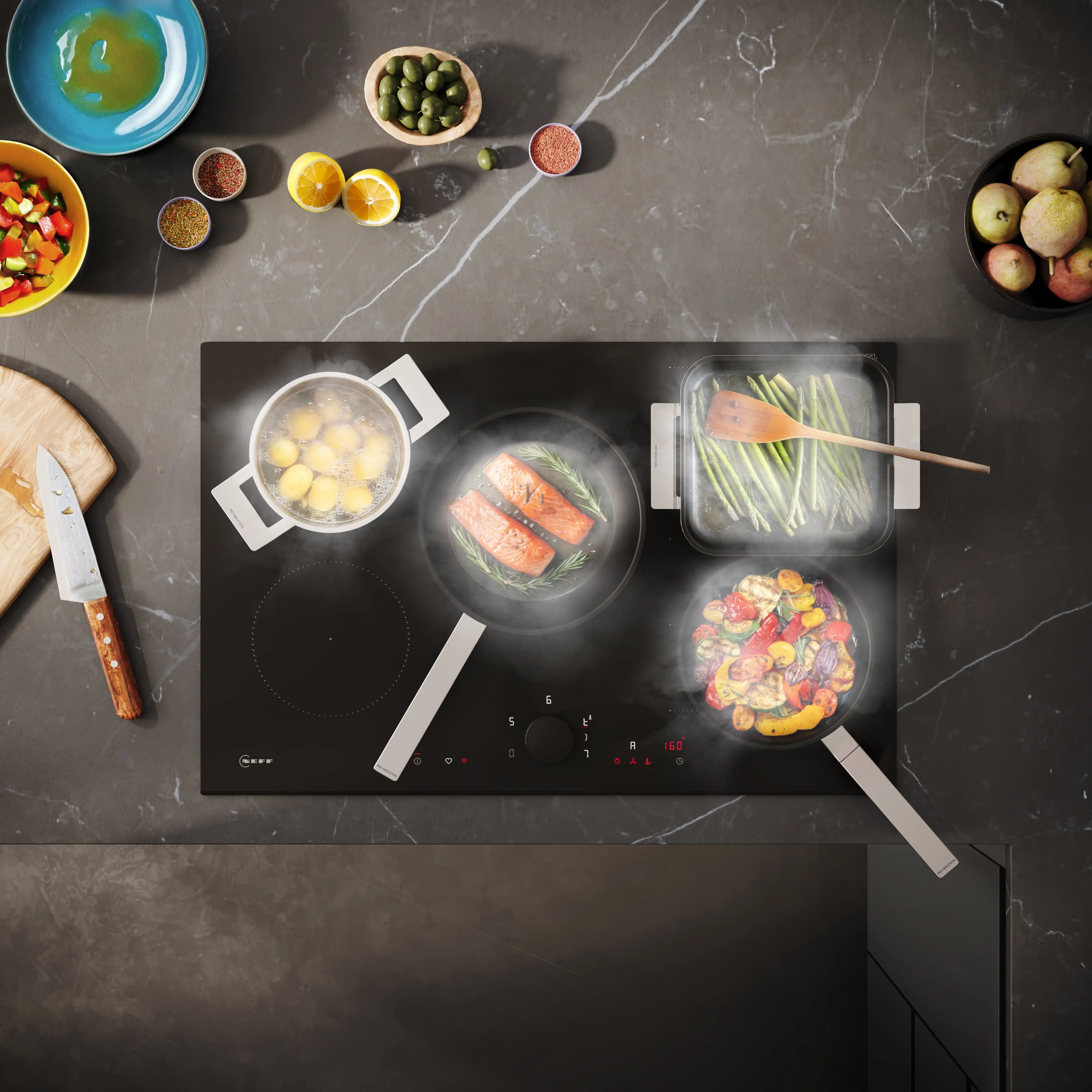 Neff V68YYX4B0 - Matt Black 80cm Induction Hob with Integrated Ventilation - 4 Zones - B Energy - Image 2