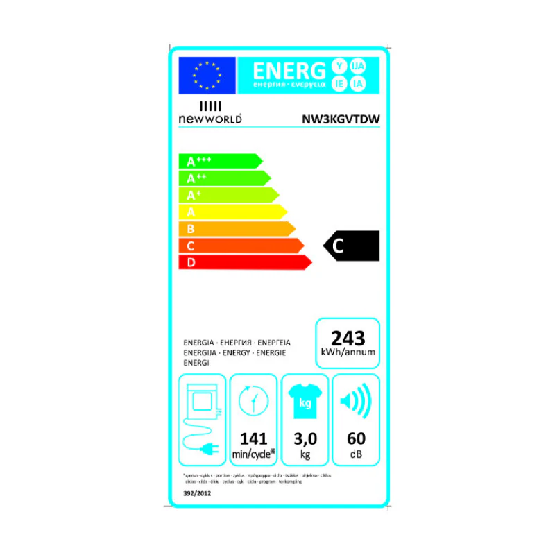 New World NW3KGVTD - White 3KG Compact Tumble Dryers - C energy - Image 2
