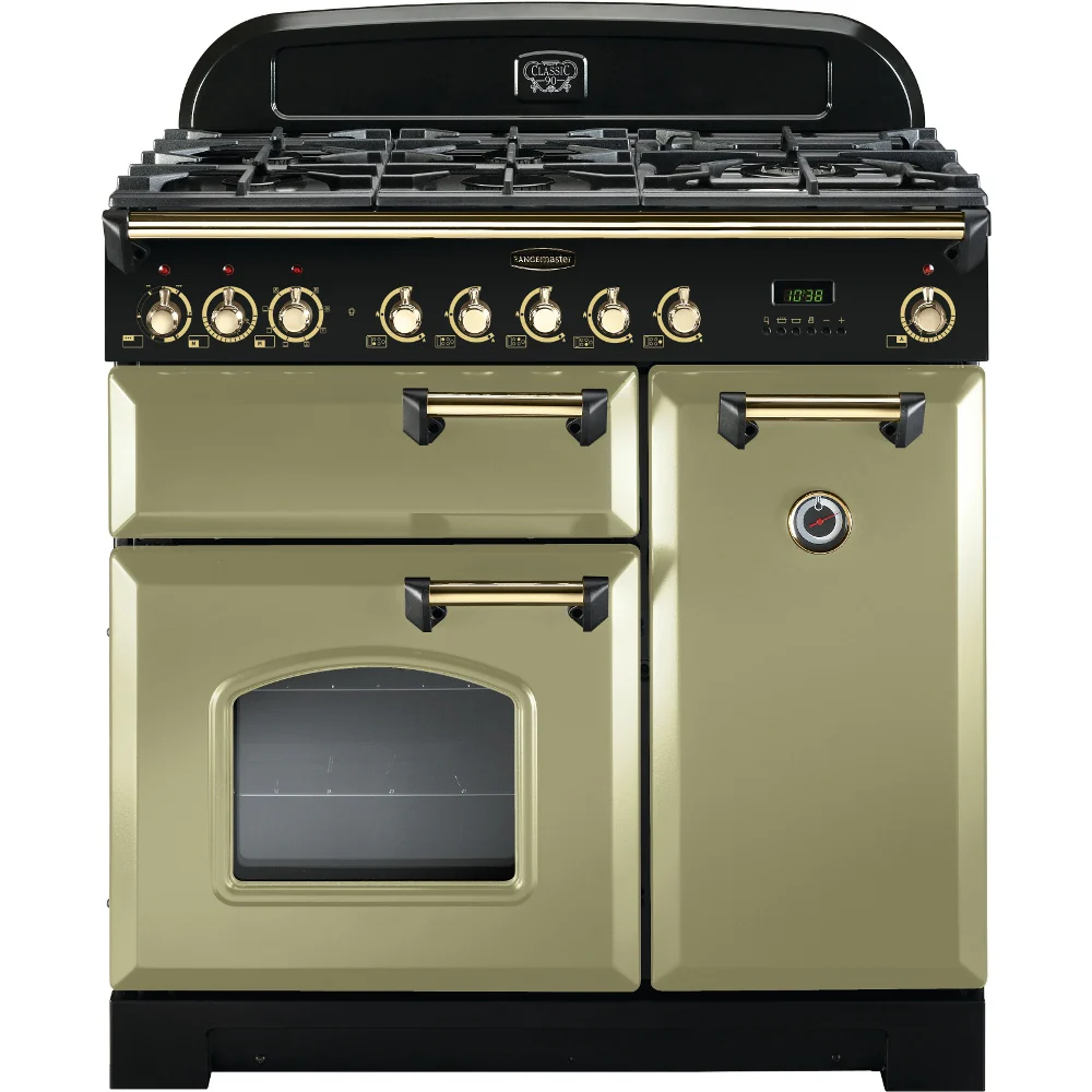 Rangemaster CDL90DFFOG/B - Olive Green/Brass 90cm Range Cooker - Dual Fuel - A Rated - Image 2