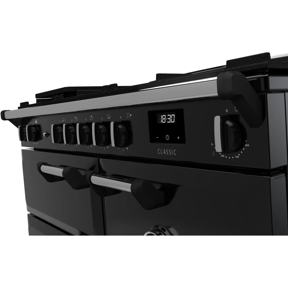 Rangemaster CL100DFPGBL/CM1 - Black/Chrome Classic Range Cooker - Dual Fuel - Image 3