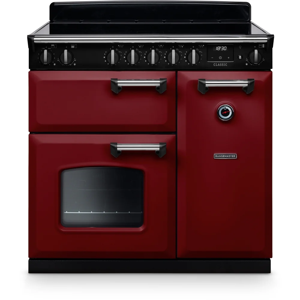 Rangemaster CL90EIPBOR/CM1 Classic  - Bordeaux/Chrome Range Cooker - 90cm Induction - A Energy Rating