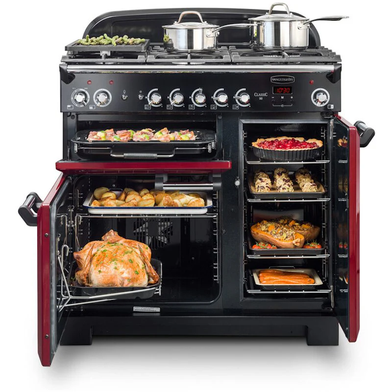 Rangemaster Classic CLA100NGFCY/C - Red/Chrome 100cm Range Cooker - Gas - A+ Rated - Image 2