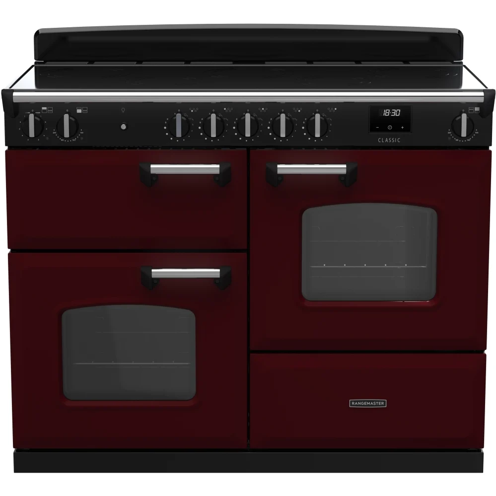 Rangemaster CLO110EIPBOR/CM1 Classic - Bordeaux/Chrome 110cm Range Cooker - Induction Hob - A Rated