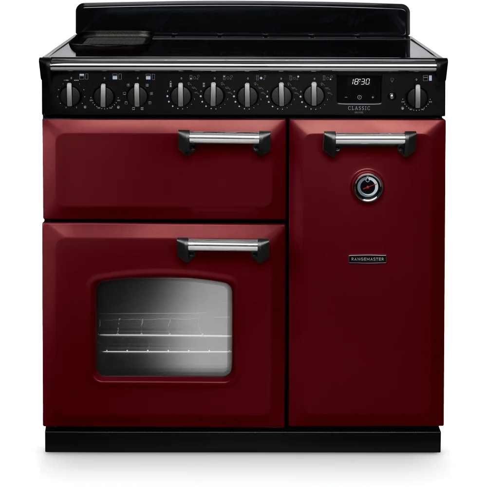 Rangemaster CLDL90EIPBOR/CM1 Classic Deluxe - Bordeaux/Chrome Range Cooker - 90cm Induction - A Energy Rating