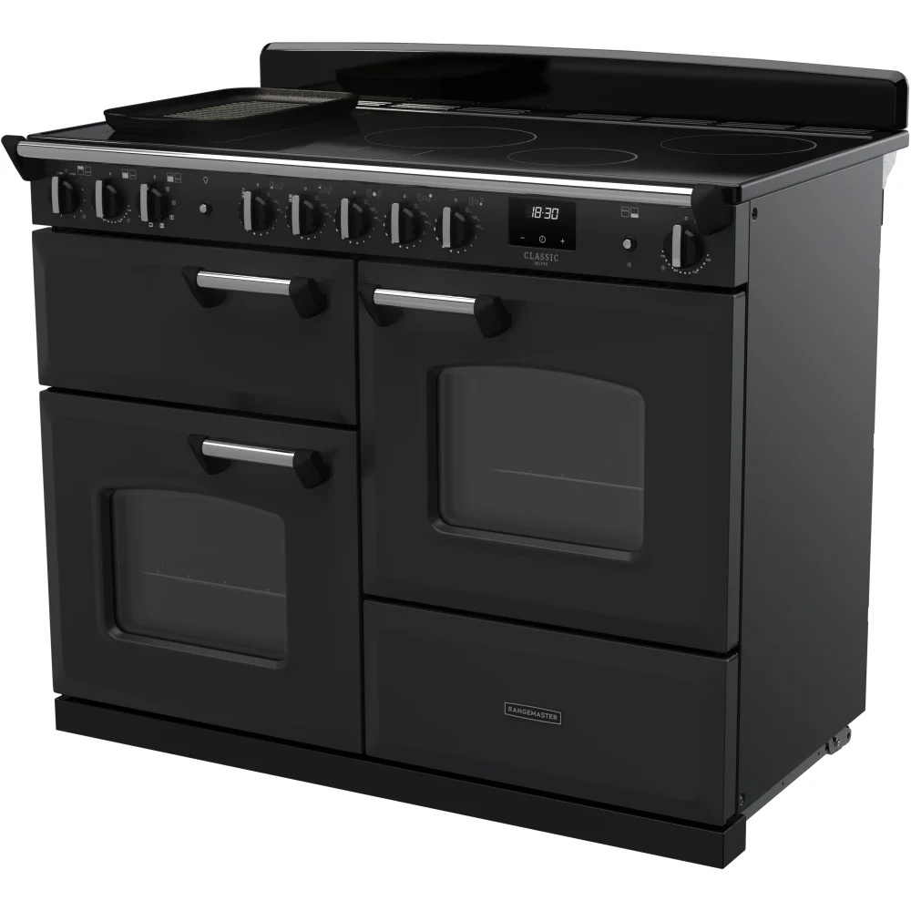 Rangemaster CLDLO110EIPCBL/CM1 Classic Deluxe - Charcoal Black/Chrome Range Cooker - 110cm Induction - A Energy - Image 2