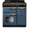 Rangemaster CLDL90DFPSTB/AB1 Classic Deluxe - Stone Blue/Antique Brass Range Cooker - 90cm Dual Fuel - A Rated - Image 2