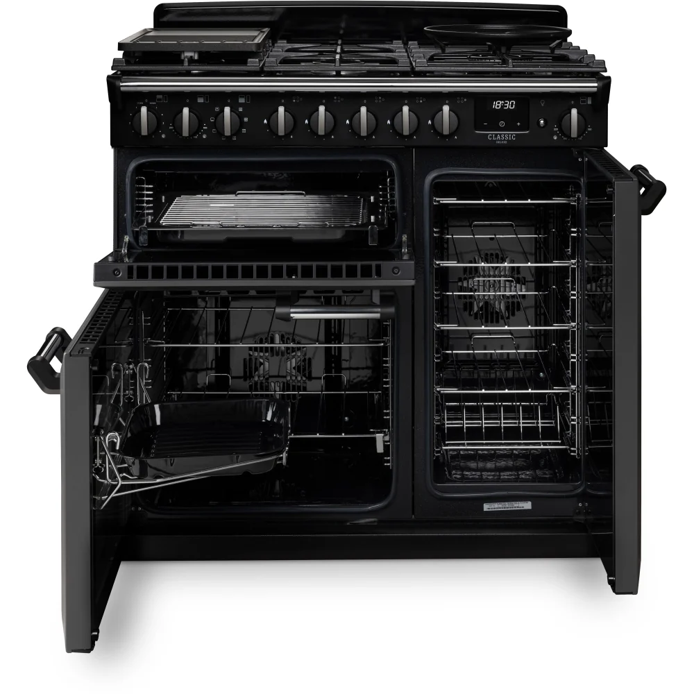 Rangemaster CLDL90DFPSTB/CM1 Classic Deluxe - Stone Blue/Chrome Range Cooker - Dual Fuel - A Rated - Image 2