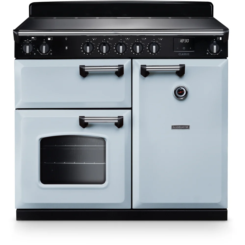 Rangemaster CL100EIPMSB/CM1 Classic - Misty Blue/Chrome 100cm Range Cooker - Induction - A Rated
