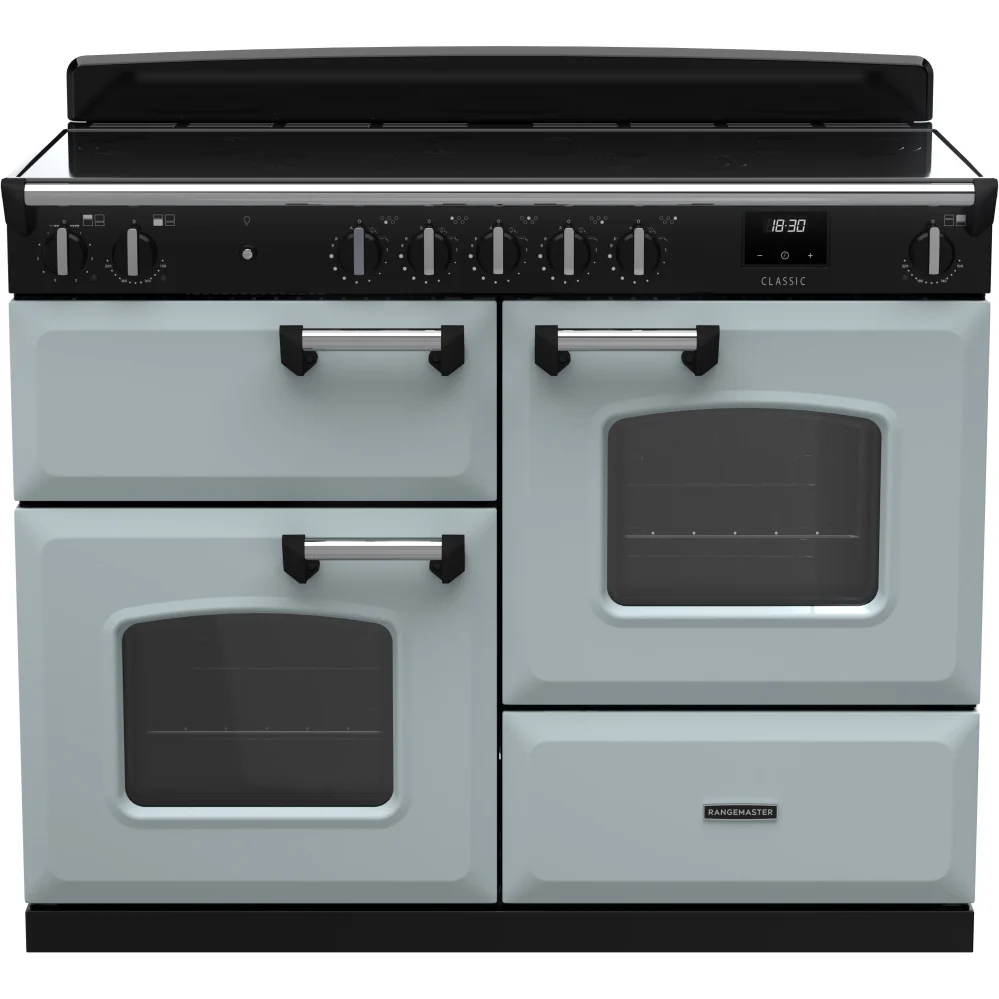 Rangemaster CLO110EIPMSB/CM1 Classic - Misty Blue / Chrome 110cm Induction Range Cooker - A Rated