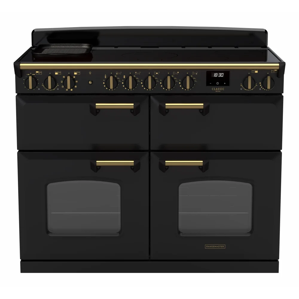 Rangemaster CLDLB110EIPCBL/AB1 - Charcoal Black/Antique Brass 110cm Range Cooker - 5 Induction Zones - A Energy