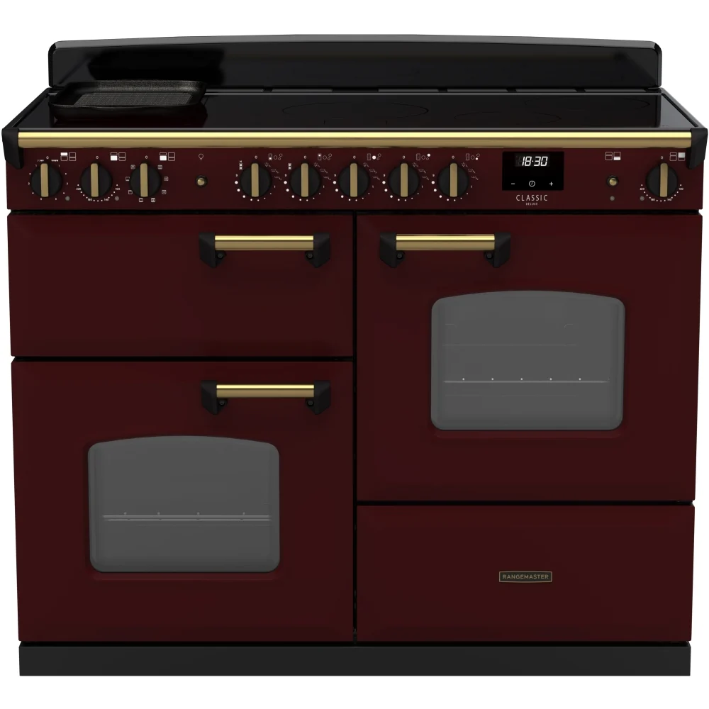 Rangemaster CLDLO110EIPBOR/AB1 - Bordeaux/Antique Brass 110cm Range Cooker - Induction - A Energy Rating - Image 3