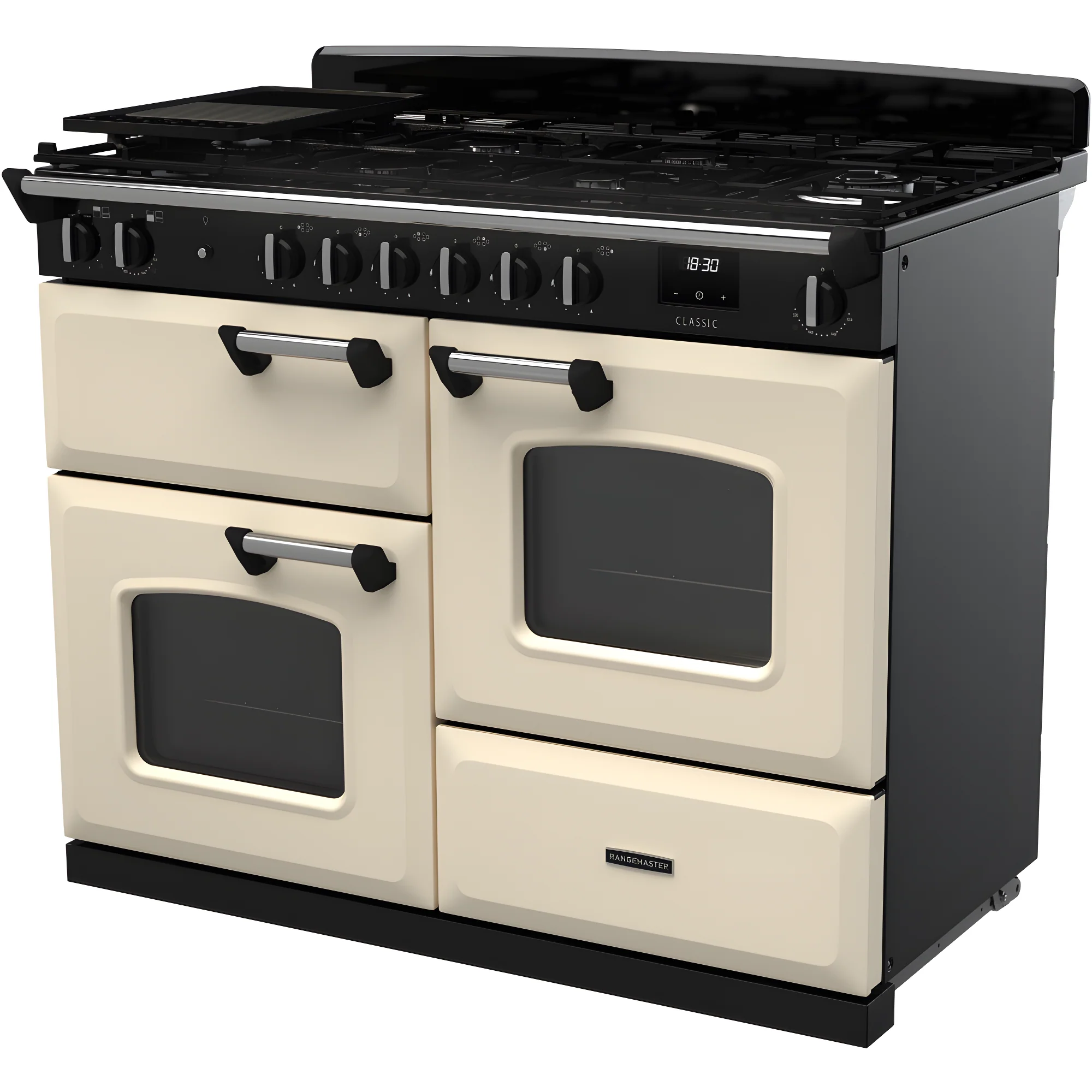 Rangemaster CLO110DFPPCR/CM1 - Pale Cream 110cm Dual Fuel Range Cooker - 6 Zone Gas Hob - A Energy - Image 2