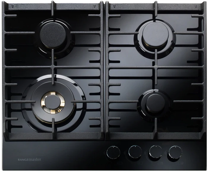 Rangemaster ECL60HPNGFBL/BL - Black Glass 4 Zone Gas Hob - 60cm