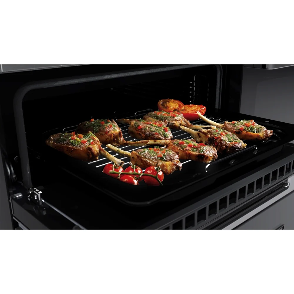 Rangemaster EDDLB110DFGBLK/CM1 Edge Deluxe 110cm BC Dual Fuel Black Glass/Chrome - Image 4