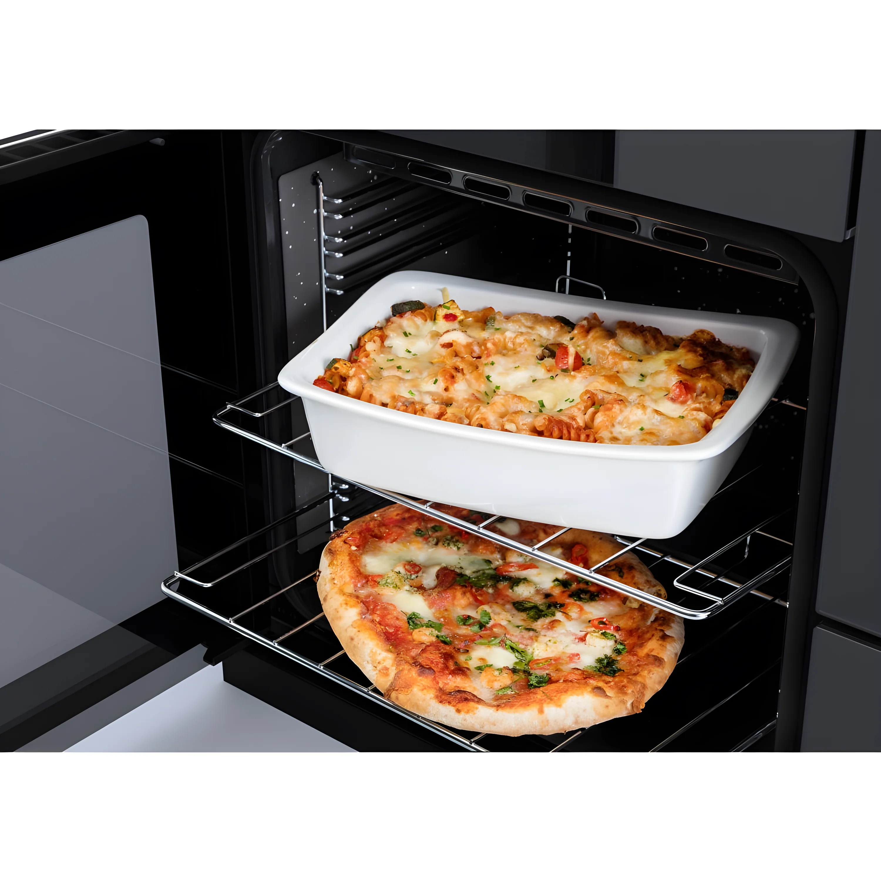 Rangemaster EDDLO110DFGBLK/CM1 Edge Deluxe 110cm Dual Fuel Black Glass/Chrome - Image 3