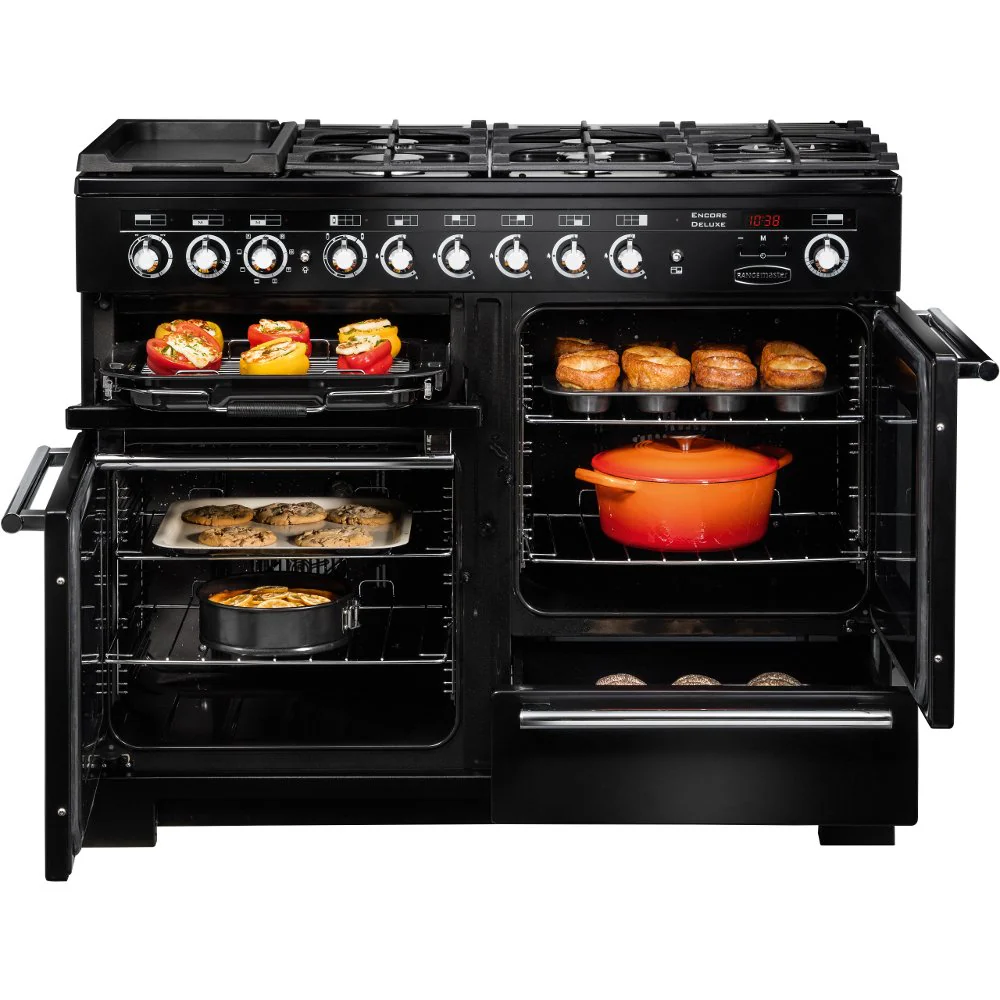 Rangemaster EDL110DFFBL/C - Black/Chrome 110cm Range Cooker - Dual Fuel - A Energy Rated - Image 2