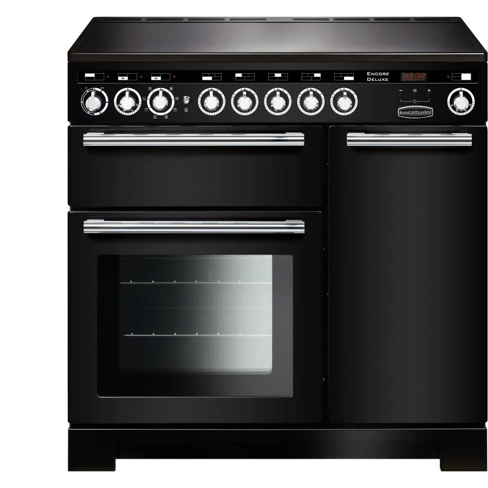 Rangemaster EDL90EIBL/C - Black/Chrome 90cm Range Cooker - Twin Ovens - A Energy