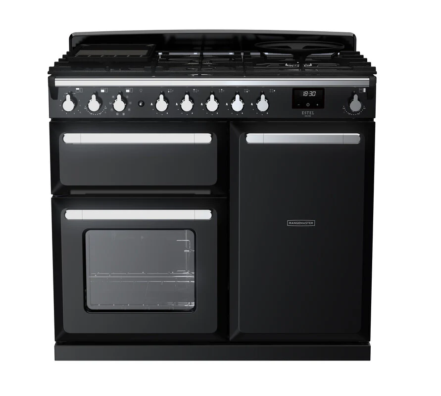 Rangemaster ESDL100DFPGBL/CM1 Estel Deluxe 100cm Dual Fuel Black/Chrome