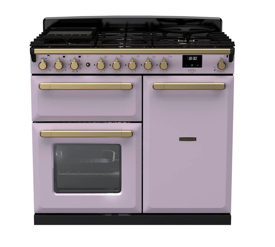 Rangemaster ESDL100DFPHTH/AB1 Estel Deluxe 100cm Dual Fuel Heather/Antique Brass