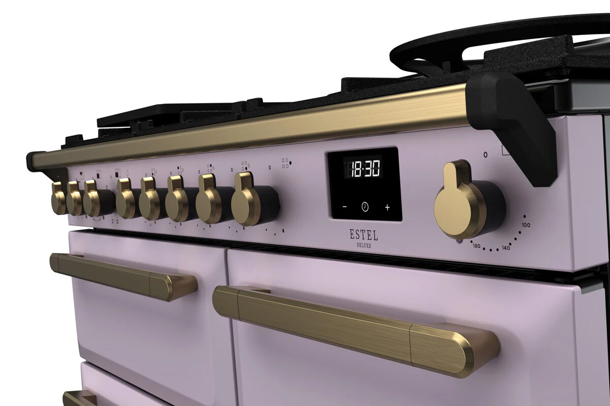 Rangemaster ESDL100DFPHTH/AB1 Estel Deluxe 100cm Dual Fuel Heather/Antique Brass - Image 2