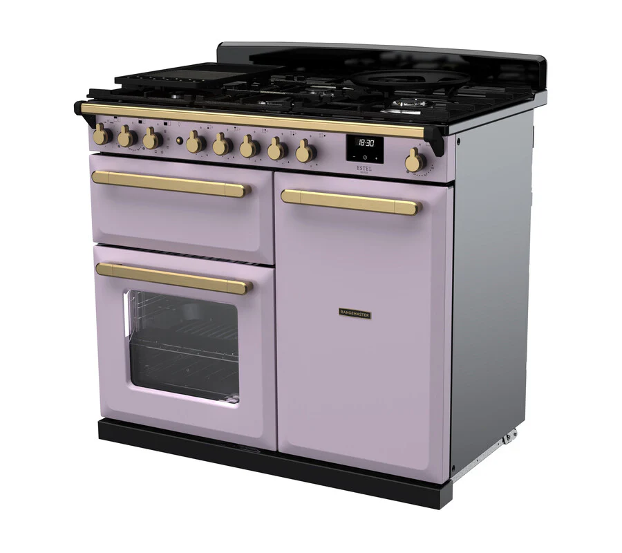 Rangemaster ESDL100DFPHTH/AB1 Estel Deluxe 100cm Dual Fuel Heather/Antique Brass - Image 3