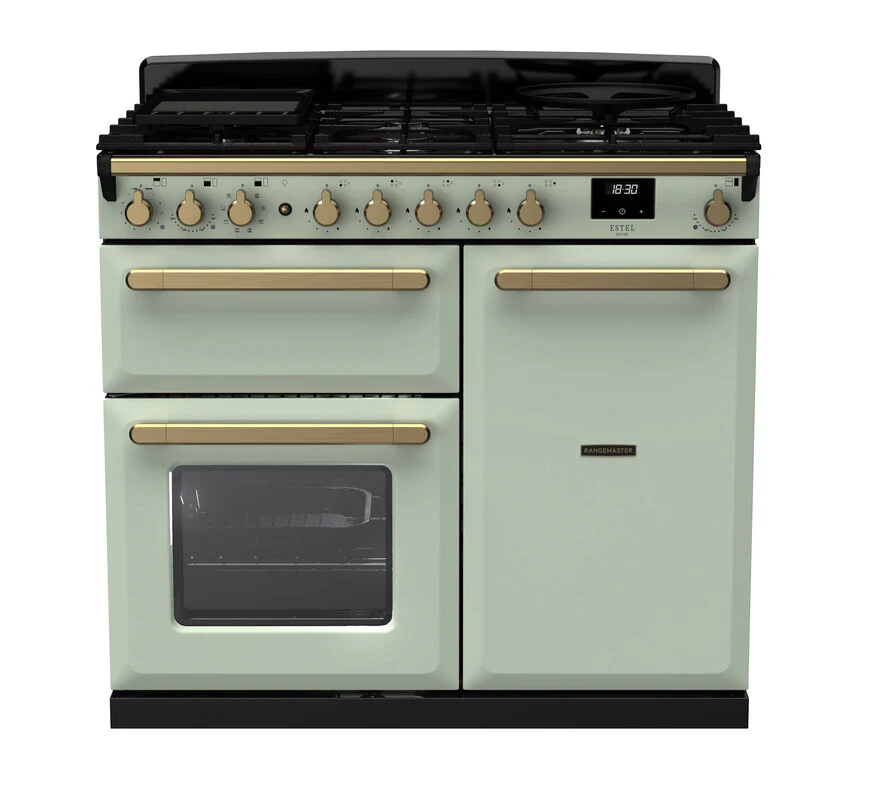 Rangemaster ESDL100DFPMNT/AB1 Estel Deluxe 100cm Dual Fuel Mint/Antique Brass