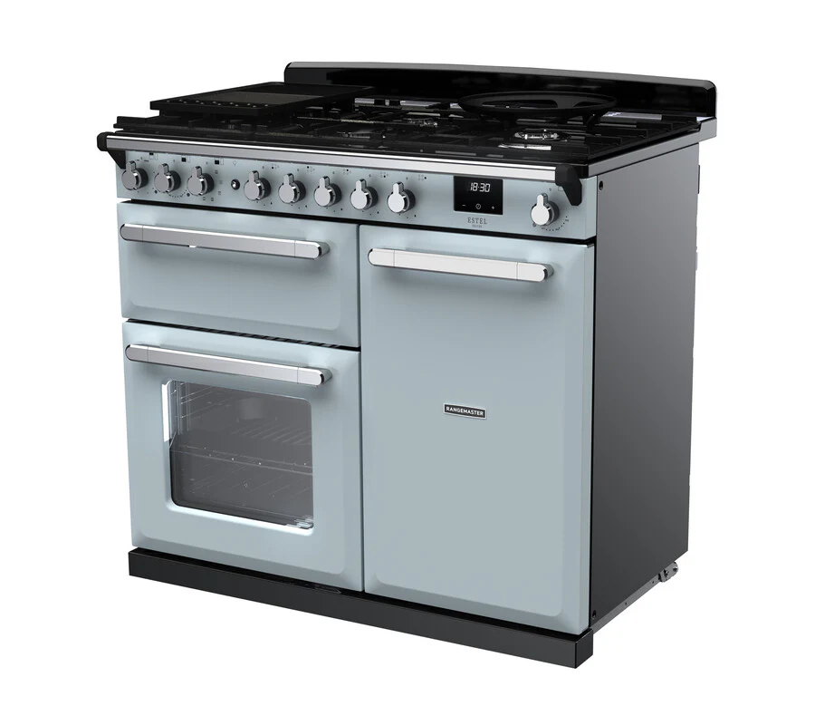 Rangemaster ESDL100DFPMSB/CM1 Estel Deluxe 100cm Dual Fuel Misty Blue/Chrome - Image 3