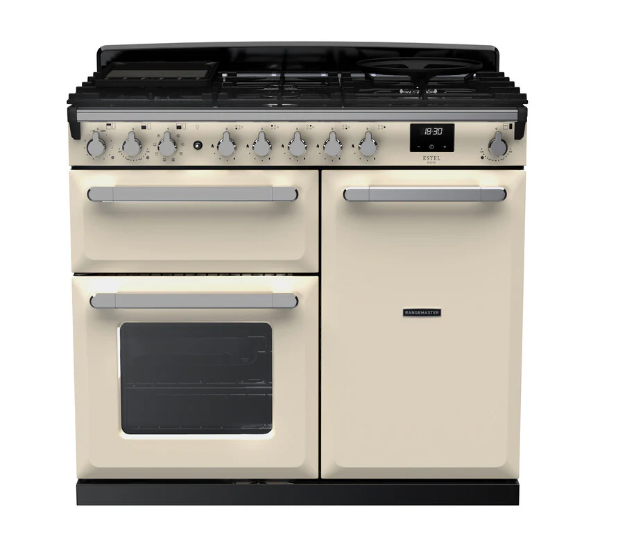 Rangemaster ESDL100DFPPCR/CM1 Estel Deluxe 100cm Dual Fuel Pale Cream/Chrome