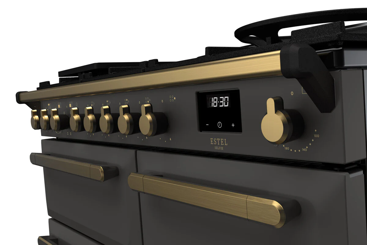 Rangemaster ESDL100DFPSLT/AB1 Estel Deluxe 100cm Dual Fuel Slate/Antique Brass - Image 2