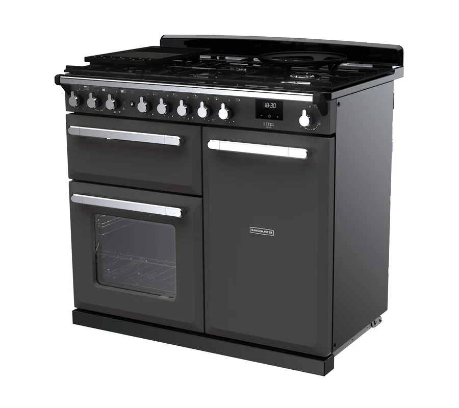 Rangemaster ESDL100DFPSLT/CM1 Estel Deluxe 100cm Dual Fuel Slate/Chrome - Image 3