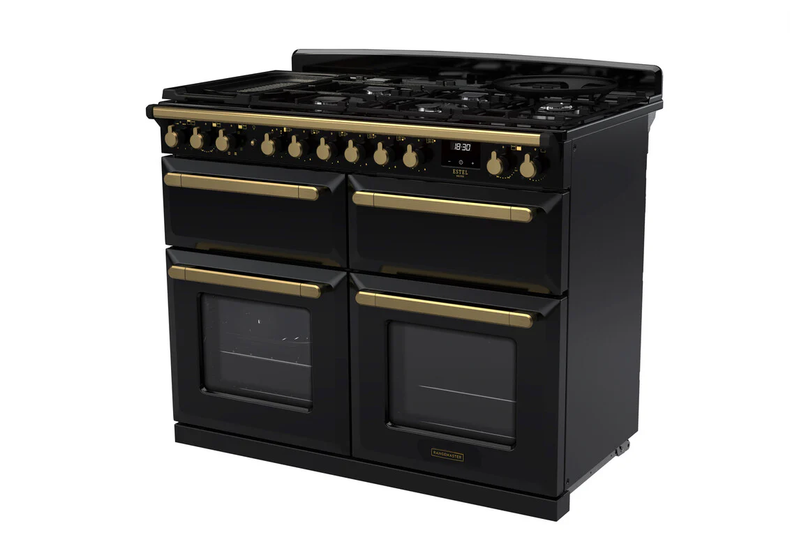 Rangemaster ESDLB110DFPGBL/AB1 Estel Deluxe 110cm BC Dual Fuel Black/Antique Brass - Image 2