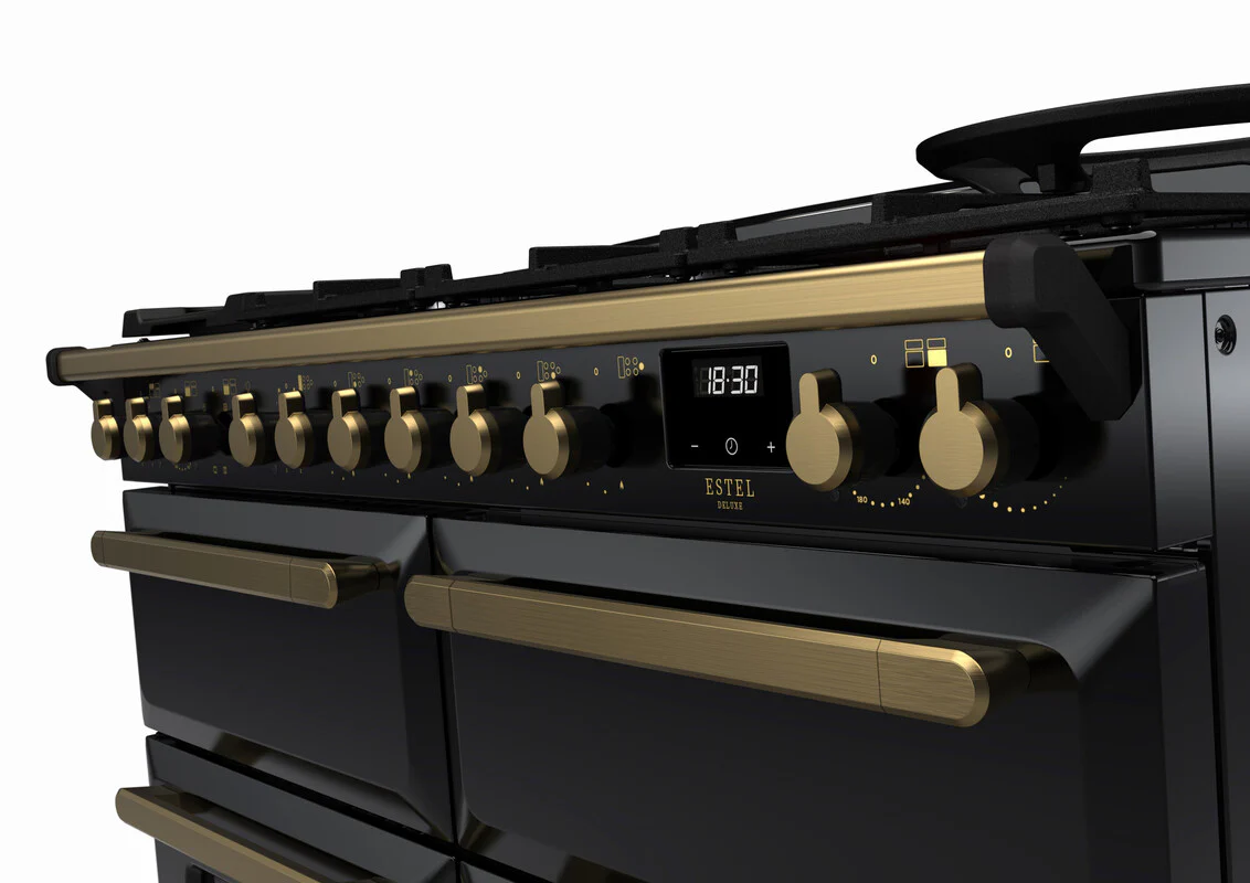 Rangemaster ESDLB110DFPGBL/AB1 Estel Deluxe 110cm BC Dual Fuel Black/Antique Brass - Image 3
