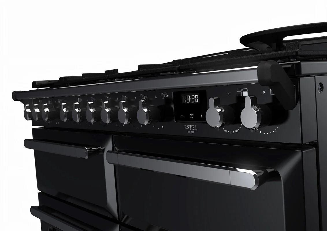 Rangemaster ESDLB110DFPGBL/CM1 Estel Deluxe 110cm BC Dual Fuel Black/Chrome - Image 3