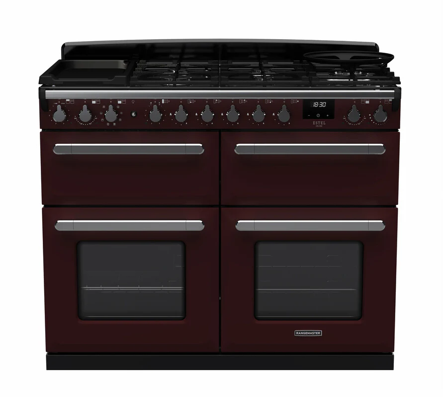 Rangemaster ESDLB110DFPBOR/CM1 Estel Deluxe 110cm BC Dual Fuel Bordeaux/Chrome