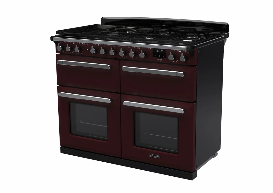 Rangemaster ESDLB110DFPBOR/CM1 Estel Deluxe 110cm BC Dual Fuel Bordeaux/Chrome - Image 2